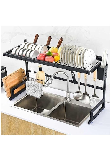 2-Tier Over The Sink Dish Drying Rack, Kitchen Large Dish Drying Rack Over The Sink, Suitable for Most Sinks, Effective Dish Drying, Kitchen Drying Rack