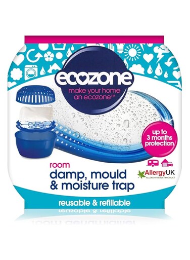 Ecozone Room Damp, Mould &amp; Moisture Trap, Portable Dehumidifier Device, Re-Usable &amp; Re-Fillable, 3 months Protection for Bedrooms, Bathrooms, Garages, Kitchens &amp; Caravans, Vegan Friendly (Single)