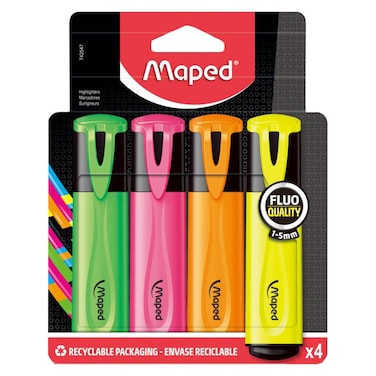 Maped Fluo Highlighters Assorted 4 PCS