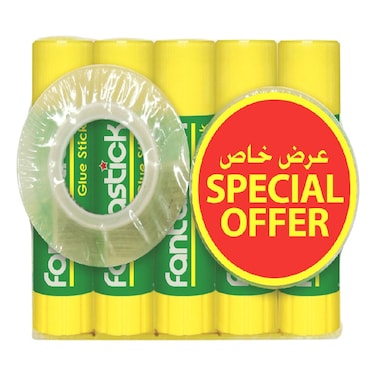 Fantastick Glue Stick 5g 5 PCS and Clear Tape 2 PCS