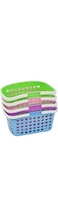 FITTO Plastic Organizing Storage Basket with Handles and Holes - Multi-Purpose Small Bin for Kitchen, Bathroom, Toys, and More - Durable, BPA-Free, Lightweight and Easy to Clean Assortment Color
