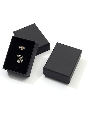 Red Dot Gift&reg; 12Pcs Black Earrings Gift Box, 8.5x6.5x3.2cm Black Small Jewellery Boxes, Jewellery Case Organizer with Lid for Christmas Wedding Valentine's Day Birthday Presents Storage.