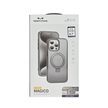 KEEPHONE MAGICO PROTECTIVE RING STAND CASE IPHONE 15 PRO MAX BLACK