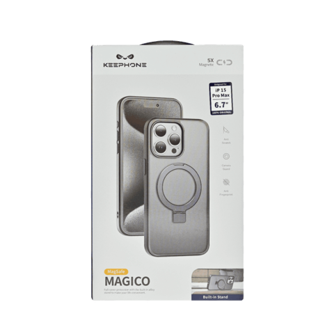 KEEPHONE MAGICO PROTECTIVE RING STAND CASE IPHONE 15 PRO MAX BLACK