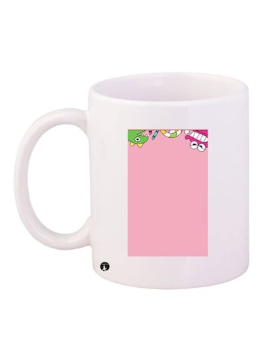 Cartoon Characters Printed Coffee Mug White/Pink/Green