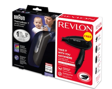 BRAUN THERMOSCAN IRT 6520 BLACK + REVLON HAIR DRYER OFFER PACK