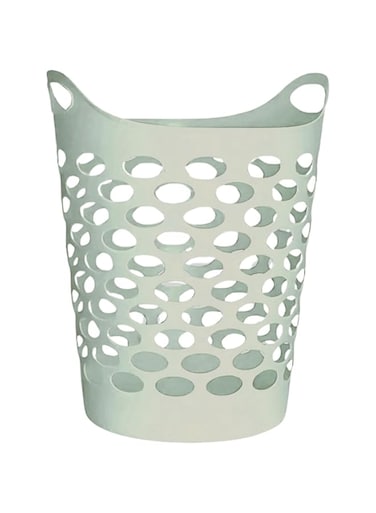 VIO Plastic Laundry Bin, Multi-Purpose Flexible Laundry Storage Basket Hamper, Light Weight and Durable Large Dirty Clothes Organizer Basket with Handles 40 Litres (White New)