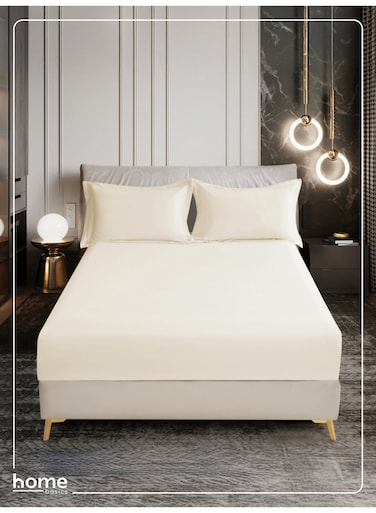 Bedding Fitted Sheet - Fits 90x200 Cm Bed For Single Bed 2 Pcs (1 Fitted Sheet and 1 Pillowcase) - 30 Cm Deep Pocket - Solid Bed Sheet
