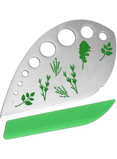 Stripper, Green 9 holes Stainless Steel Kitchen Herbs Leaf Stripping Tool, Metal Herb Peeler for Kale, Collard Greens, Thyme, Basil, Rosemary Stripper
