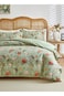 Home Queen-Size 6 Piece set: Duvet cover (200*230cm), 1 Flat sheet (230*250cm), 4 Pillow covers (50*75cm). Flower Pattern Bedding set in Green.