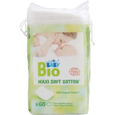 Carrefour Bio Baby Maxi Soft Square Cotton 60 PCS