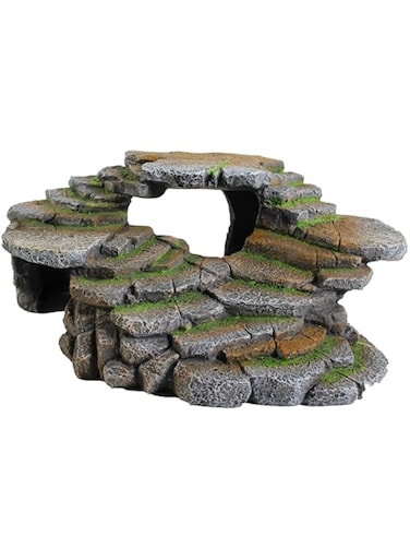 PENN-PLAX Reptology Shale Scape Step Ledge &amp; Cave Hideout &ndash; Decorative Resin for Aquariums &amp; Terrariums &ndash; Great for Reptiles, Amphibians, and Fish &ndash; Large