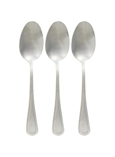 Vague Lino Stainless Steel Serving Spoon 3-Pieces Set Silver 13-810P