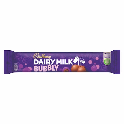 Cadbury Dairy Milk Bubbly Chocolate Bar, 28g Pack of 12
