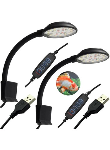 قطعتين مصباح إضاءة أكواريوم LED فائق النحافة والسطوع، إضاءة بأربعة ألوان (220 فولت/7 واط) - إضاءة نانو أكواريوم للنباتات المائية والأسماك