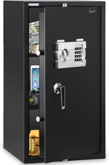 Rubik Safe Box Large with Digital Keypad and Key Lock, Security Locker for Money Files folder Documents Jewelry Home Office RB75EG (Size 75x40x40cm) Black
