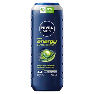 نيفيا للرجال جل الإستحمام 3 في 1 غسول الجسم للطاقة 24 ساعة بعطر رجولي منعش 500 ملل