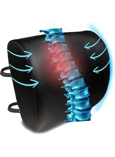 Care Lumbar Support Pillow - Ergonomic Memory Foam for Back Support and Pain Relief,Lumbar Support Pillow for Office Chair Cushion, Lumbar Support Pillow for Car Seat Cushion, Back Pillow Black Foam black