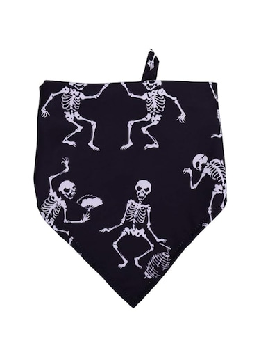 Skeletons Halloween Pet drool scarves, dog scarves, pet supplies (Black, L)