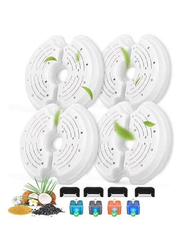 Monsin Cat Water Fountain Filters for 84oz/2.5L Stainless Steel Pet Fountain and 67oz/2.0L Plastic Cat Drinking Fountain, 4 Pack Pet Replacement Filters with 4 Pre-Filter Sponges