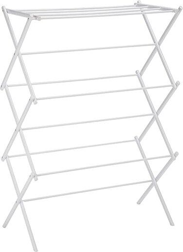 Basics Foldable Laundry Rack for Air Drying Clothing - 105.9 x 74.9 x 36.8 centimeters, White