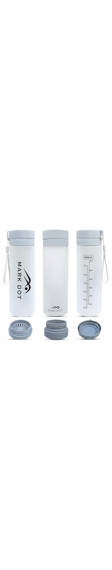 MARK DOT: Water Bottle Sport, School Water Bottles, Leak Proof Water Bottle for Kids, 800ml Triton Plastic Water Bottle with Time Markers, GYM Bottle SPORT Bottle,OFFICE Bottle, (GREY)