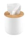 Napkin Box with Removable Bamboo/Wood Lid Plastic Tissue Box Holder Storage Organizer for Home Car Office Bathroom Vanity Table, Nightstand, Office Desk and Car