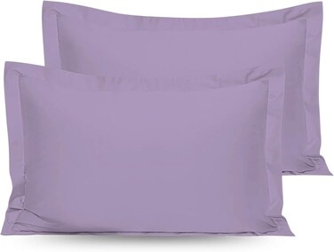 Cotton Pillow Covers Set of 2 - Breathable &amp; Cooling Pillow Shams (Lavender, 50 x 65cm)