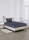 Linen Single Striped Fitted Elastic Bedsheet with 1 Pillow Case 90 x 190 Cm Navy Blue