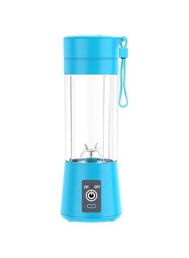 Ladfeu Portable Blender 380ml Personal Size Blender USB Rechargeable Fruit Juice Mixer with 6 Blades USB Rechargeable for Shakes and Smoothies Juice (Blue)