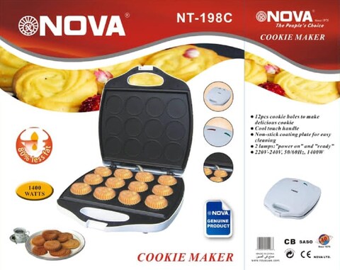 Mamool Maker/Cookie Maker, Create Irresistible Cookies Effortlessly in Elegant,12-Piece with 1400Watts, White