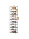 Shoe Rack 10-Tier Metal Narrow Shoe Organizer 20 Pairs Tall Shoe Storage Rack with Hook, Vertical Shoe and Boots Organizer, Shoe Shelf Organizer for Entryway Closet Hallway Black