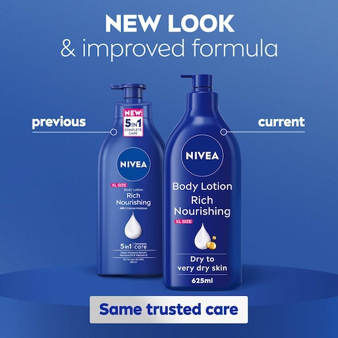 NIVEA Body Lotion, Dry to Very Dry Skin, Rich Nourishing, 625ml