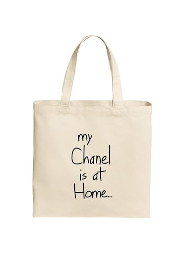 Spoil Your Wall My Chanel Is At Home Quotes Tote Bag, Natural Shopping Bag, 38x42cm Reusable Jute Bag