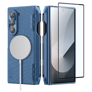 Nillkin For Samsung Galaxy Z Fold 6 5G Case With S Pen Holder, [Compatible with MagSafe] [HD Screen Protector] Hinge Protection Slim Protective Phone Case For Galaxy Z Fold 6 2024, Blue