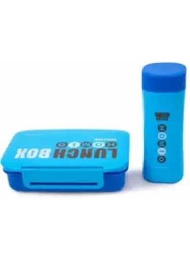 Microwave Safe Airtight Lunch Box And Water Bottle Set With Double Lock For Office,School,Home - Blue Color