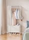 Metal 3-in-1 Coat Rack, Hall Tree, Storage Bench for Entryway with Industrial Metal Frame and Shelves for Shoes , Closets for Hanging Clothes with Hanging Rods,for Living Room, Bedroom, Clothes Room,With curtain, White-166x62x43cm