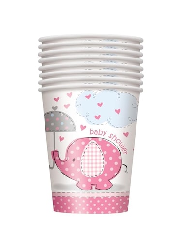 Unique Umbrellaphants Cups 8 Pieces, 9 Oz Capacity, Pink