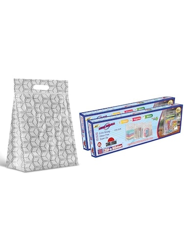 Shalimar Zip 'N' Lock Press - Fit Bag (Reusable) size (Extra Large) ZipLock Bag/MultiPurpose Shopping Bag With handle Pack of - 2 (20 Bags) Color - Silver