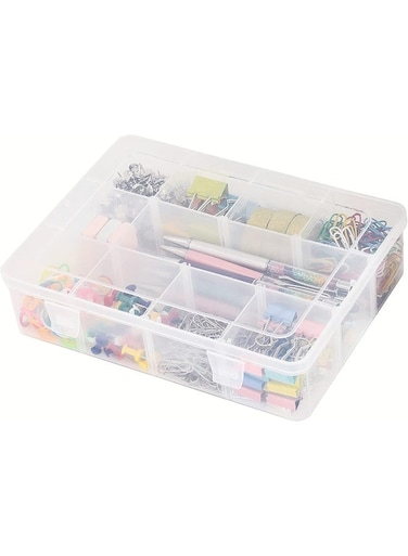 Apex 12 Grids Pvc Compartment Container Bead Storage Organizer Box Case With Adjustable And Removable Dividers For Jewelry Craft Tackles Tools And Screw Empty Box Only