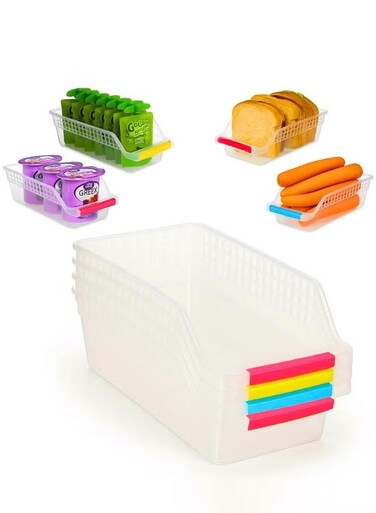 4PCs Clear Stackable Refrigerator Storage Box &acirc;&euro;&ldquo; Multi-Purpose Food, Beverage &amp; Bathroom Organizer Drawer