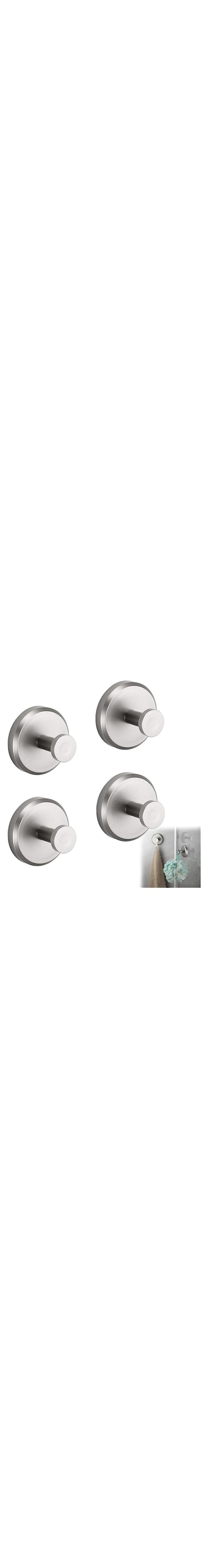 JIJIAOVE Luxehold No-Drill Hooks, Superhold No-Drill Hooks, Superhold Gold Shower Hooks for Shower, Bathroom, Glass Door, Mirror for Hanging up to 15 lbs &ndash; Waterproof (4pcs,Silver)