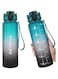 GEMFUL Water Bottle 1L with Straw Time Marker Tritan BPA Free for Fitness Gym Outdoor Sports (Green/black)