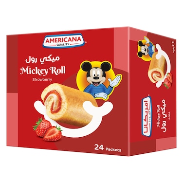 Americana Strawberry Mickey Roll, 25g Pack of 24
