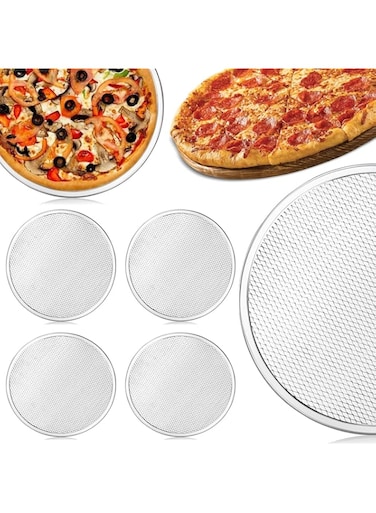 NALACAL 4 Pack 12 Inch Pizza Screen, Aluminum Alloy Pizza Pan for Oven Nonstick Pizza Screen, Seamless Rim and Rust-Free, Pizza Baking Pan Pizza Crisper Tray for Kitchen, Commercial, BBQ