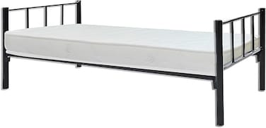 INFINI HOMES Steel Heavy Duty Metal Single Bed with Medicated Mattress (Single, Black, 190 X 90 X 70 CM)