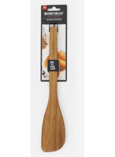 Solid Wooden Kitchen Spatula &acirc;&euro;&ldquo; Durable, Non-Scratch Cooking Tool for Everyday Use (30 cm)