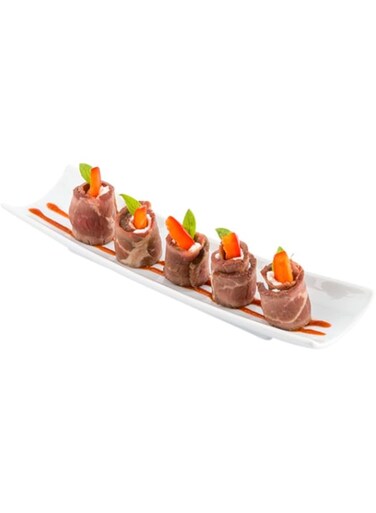 Restaurantware Porcelain Shinto Plate - Rectangular 10 Inches Curved Sushi Plate, Dessert or Appetizer White 1ct Box , Medium