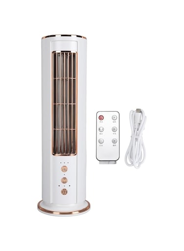 Cryfokt Portable Bladeless Fan, Tower Shaped USB Rechargeable Fan, Adjustable 3 Wind Speeds Quiet Powerful Airflow, Cooling Fan with Remote Control for Home Bedroom Office