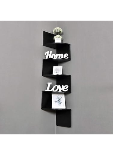 Danube Home Zigzag Corner Shelf 19.5Wx19.5Dx123H - Pvc Black
